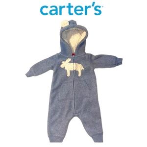 CARTER’S➕Fleece Moose Hooded Romper